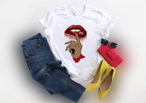 Red Glitter Lips and Finger