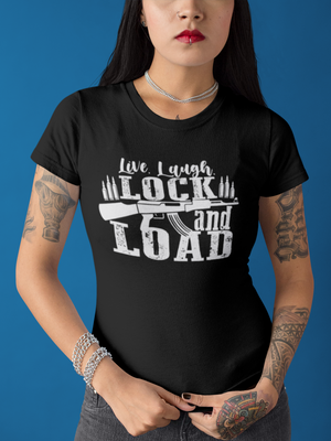 Live, Laugh, Lock and Load Cotton T-Shirt