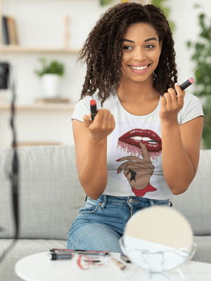 Red Glitter Lips and Finger