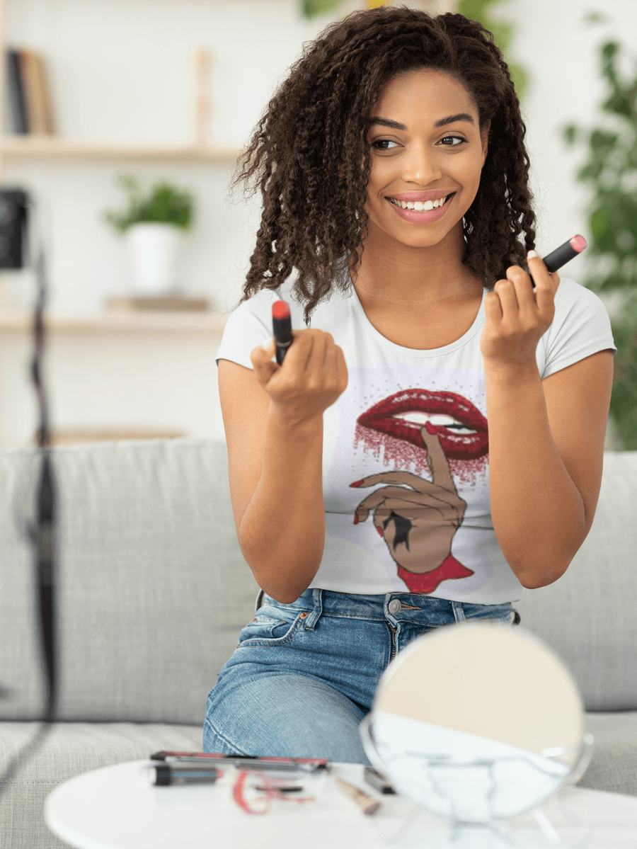 Red Glitter Lips and Finger